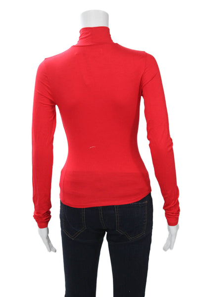 Lovers + Friends Womens Basic Red Turtleneck Longsleeve Rayon Tee Size XS