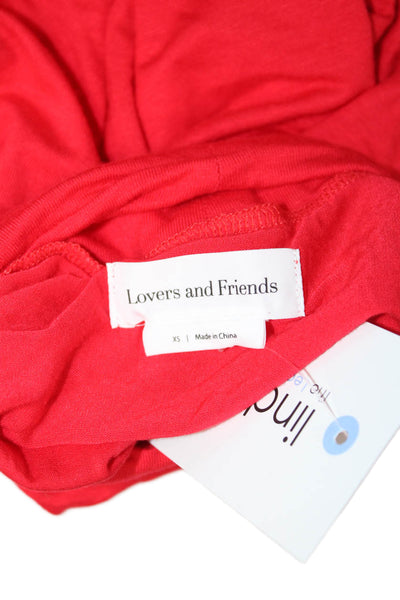 Lovers + Friends Womens Basic Red Turtleneck Longsleeve Rayon Tee Size XS