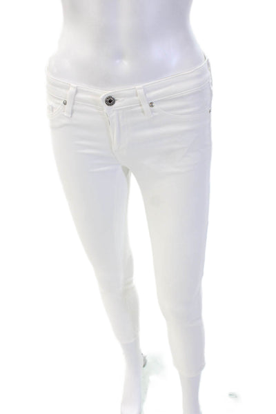 AG Adriano Goldschmied Women White Ankle Skinny Jeans Button Size 24