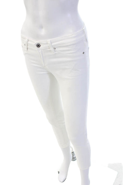 AG Adriano Goldschmied Women White Ankle Skinny Jeans Button Size 24