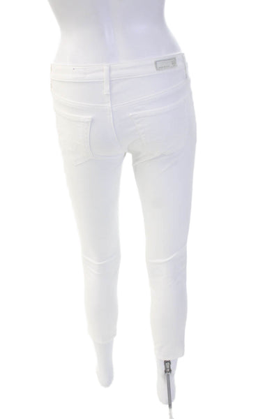AG Adriano Goldschmied Women White Ankle Skinny Jeans Button Size 24