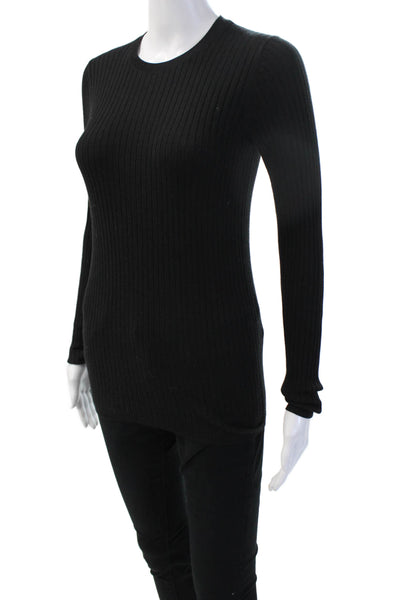 Vince Womens Black Cotton Striped Crewneck Basic Sweater Long Sleeve Size XS