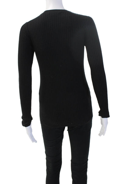 Vince Womens Black Cotton Striped Crewneck Basic Sweater Long Sleeve Size XS