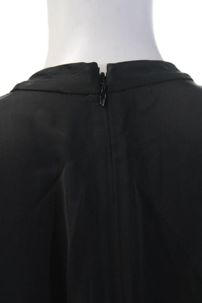 J Crew Women Black High Neck Long Sleeve Viscose Blouse Petite Size 00