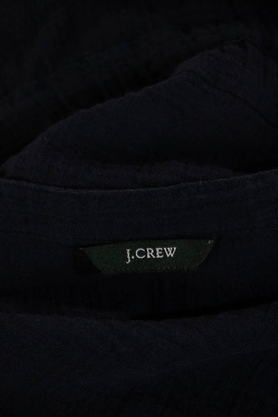 J Crew Womens Dark Blue Cotton Button Up Tunic Long Sleeve Size S