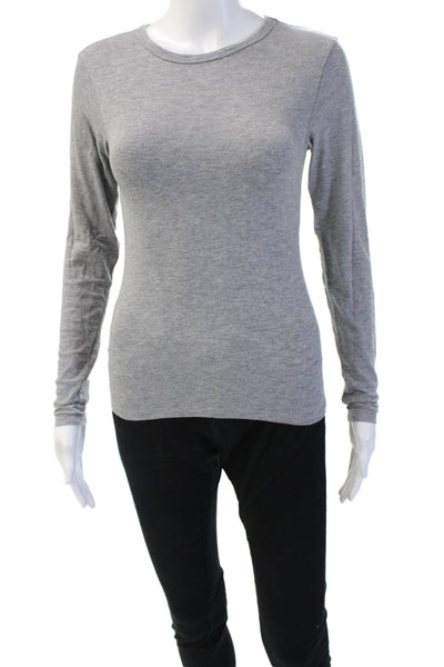 Splendid Womens Basic Jersey T-Shirt Gray Long Sleeve Crew Neck Size XS