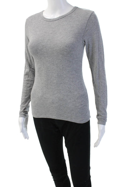 Splendid Womens Basic Jersey T-Shirt Gray Long Sleeve Crew Neck Size XS