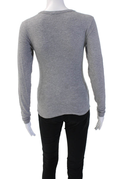Splendid Womens Basic Jersey T-Shirt Gray Long Sleeve Crew Neck Size XS