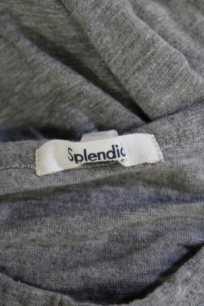 Splendid Womens Basic Jersey T-Shirt Gray Long Sleeve Crew Neck Size XS