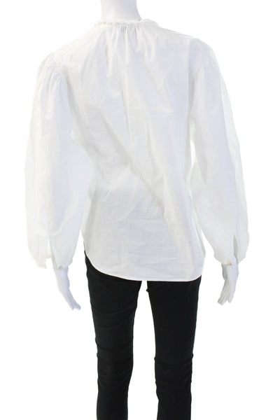 Vince Womens High Neck Button Cotton Long Sleeve Blouse Size 2XS