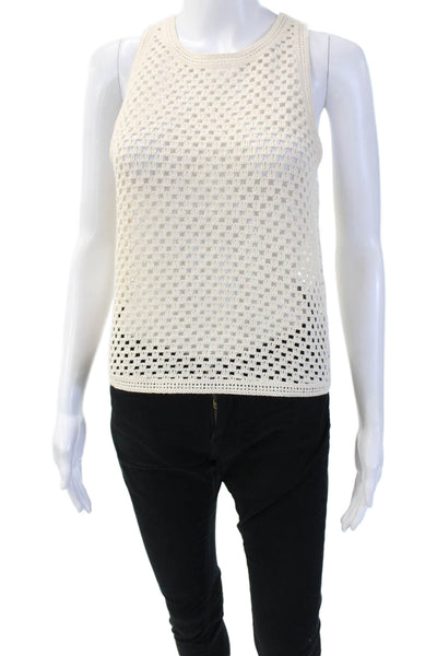 Massimo Dutti Women Bohemian Beige Sleeveless Crew Neck Tank Cotton Size XS