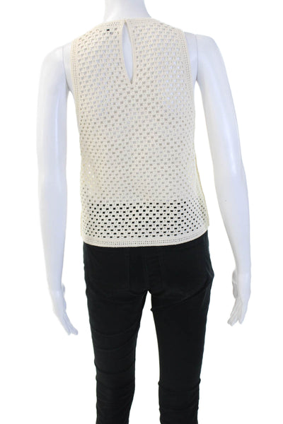 Massimo Dutti Women Bohemian Beige Sleeveless Crew Neck Tank Cotton Size XS