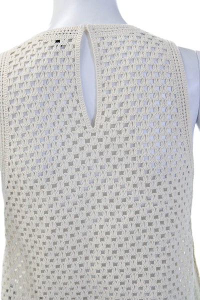 Massimo Dutti Women Bohemian Beige Sleeveless Crew Neck Tank Cotton Size XS