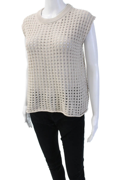 Velvet by Graham & Spencer Womens Sleeveless Crewneck Pullover Beige Size XS