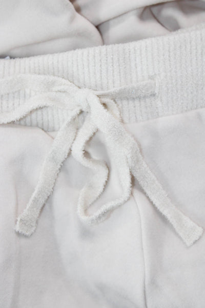 Malibu Women White Petite Jogger Sweatpants Polyester Drawstring Size XS
