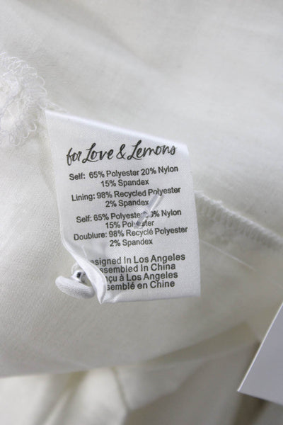 For Love & Lemons Women Bodycon Mini Dress White Long Sleeve Button Size S