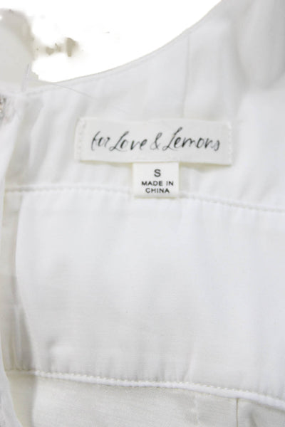 For Love & Lemons Women Bodycon Mini Dress White Long Sleeve Button Size S