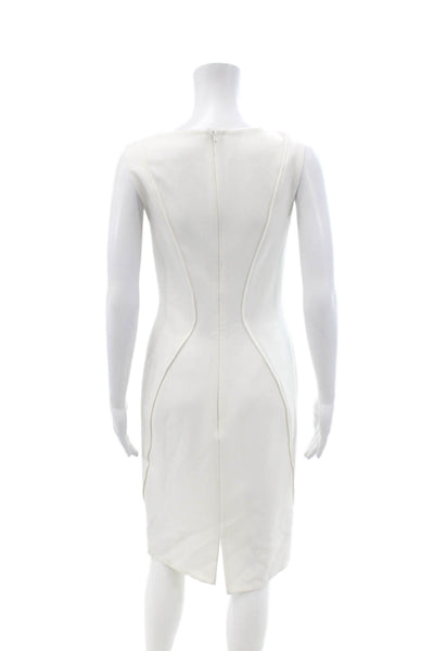 Lela Rose Women Sheath Dress White Sleeveless Round Neck Mid-Calf Size 4