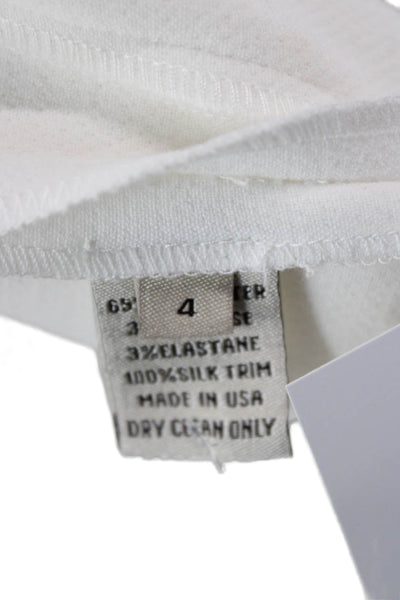 Lela Rose Women Sheath Dress White Sleeveless Round Neck Mid-Calf Size 4