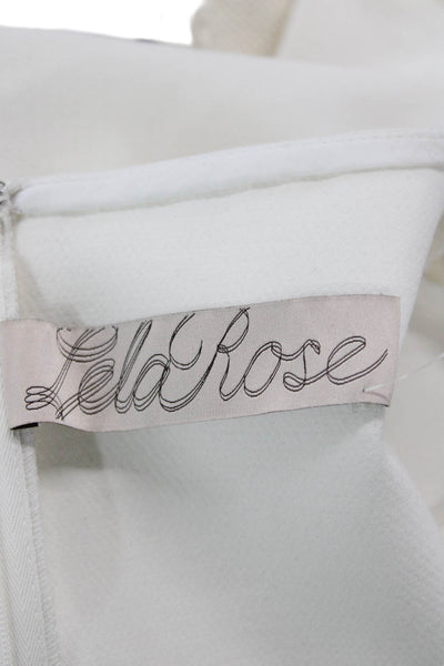 Lela Rose Women Sheath Dress White Sleeveless Round Neck Mid-Calf Size 4