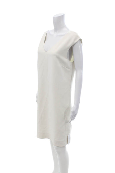 Polo Ralph Lauren Women White Sheath Dress V-Neck Knee Length Zip Size 6