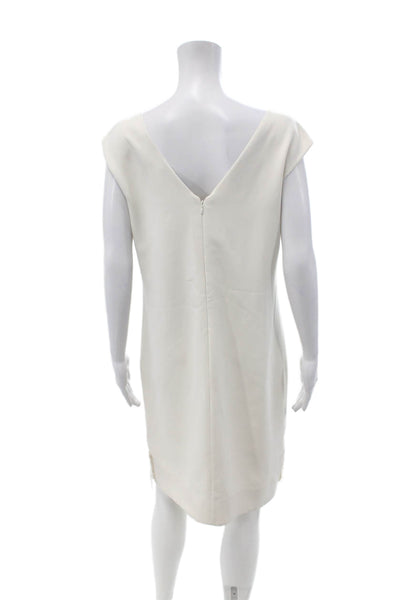 Polo Ralph Lauren Women White Sheath Dress V-Neck Knee Length Zip Size 6