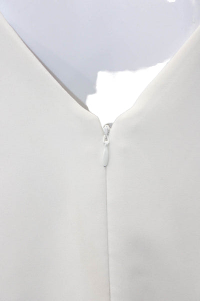 Polo Ralph Lauren Women White Sheath Dress V-Neck Knee Length Zip Size 6