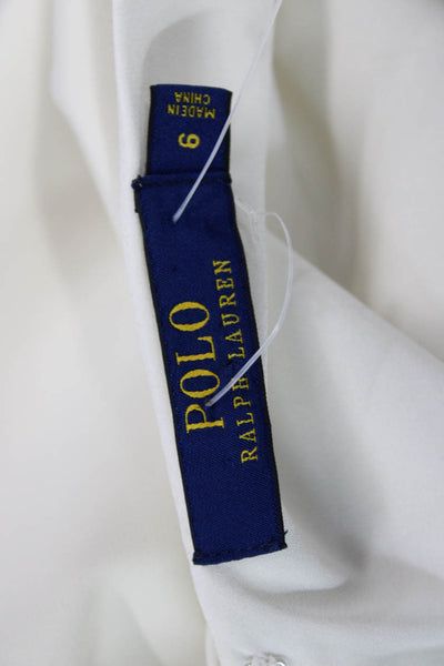 Polo Ralph Lauren Women White Sheath Dress V-Neck Knee Length Zip Size 6