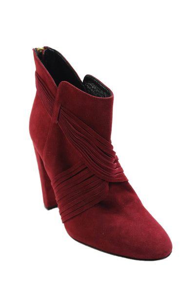 Oscar de la Renta Womens Round Toe Zip Tassel Booties Red Size EUR 39