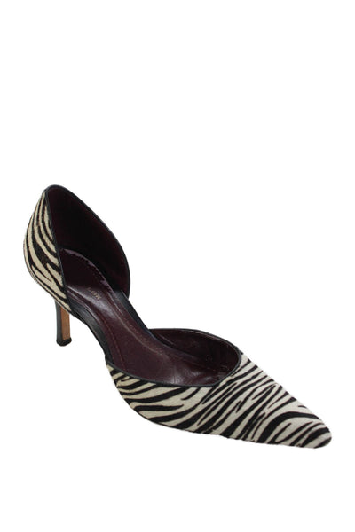 Ann Taylor Womens Pointed Toe Animal Print High Heels White Size 8