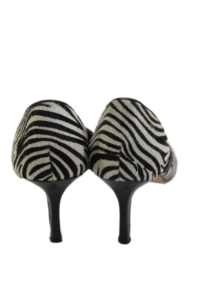 Ann Taylor Womens Pointed Toe Animal Print High Heels White Size 8