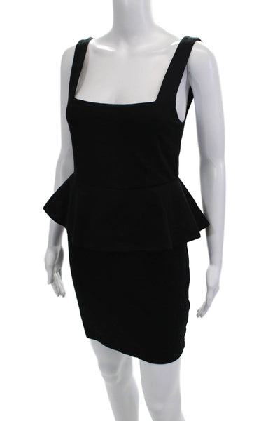Alice + Olivia Women Bodycon Pencil Dress Black Square Neck Knee Size 4