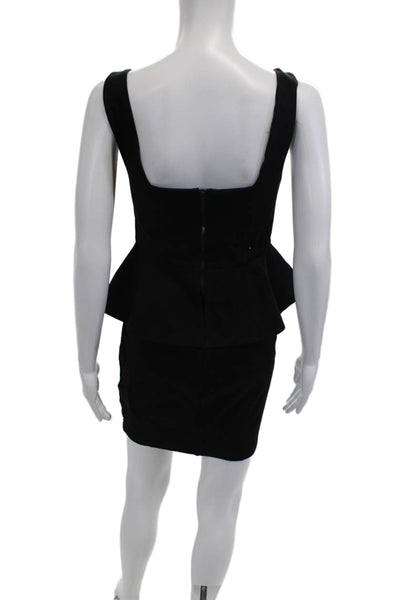 Alice + Olivia Women Bodycon Pencil Dress Black Square Neck Knee Size 4