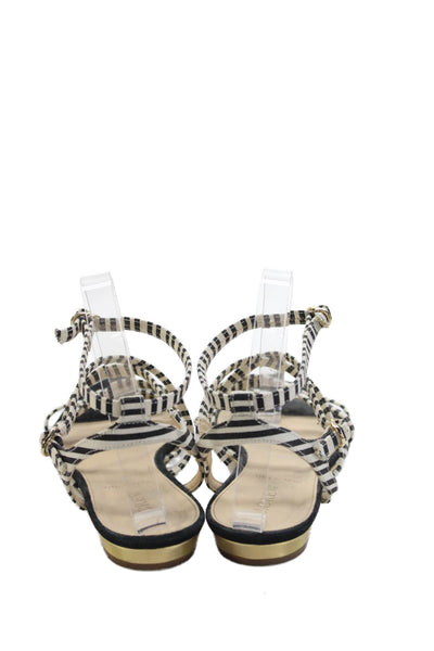 J Crew Womens Open Toe Stripe Strappy Casual Sandals White Size 8
