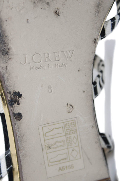 J Crew Womens Open Toe Stripe Strappy Casual Sandals White Size 8