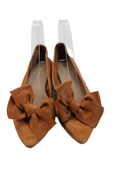 Mercanti Fiorentini Womens Pointed Toe Bow Front Flats Orange Size 8