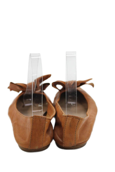 Mercanti Fiorentini Womens Pointed Toe Bow Front Flats Orange Size 8