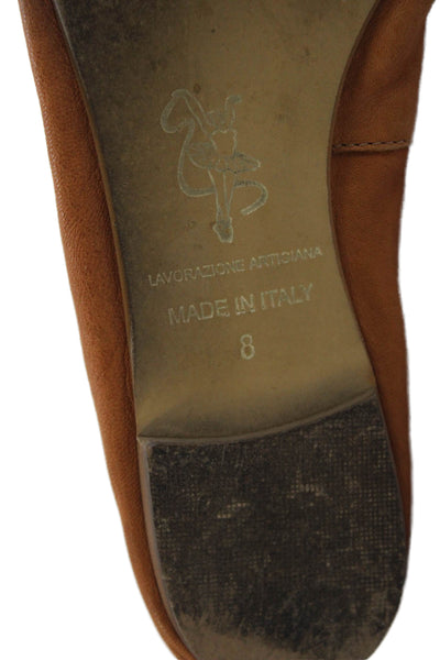 Mercanti Fiorentini Womens Pointed Toe Bow Front Flats Orange Size 8