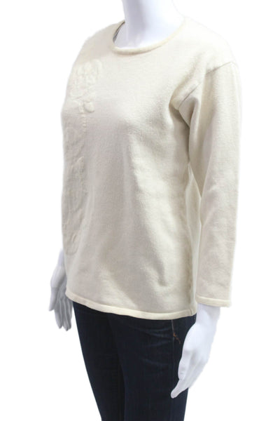 Escada Margaretha Ley Womens Pullover Beige Floral Cotton 3/4 Sleeve Size 36