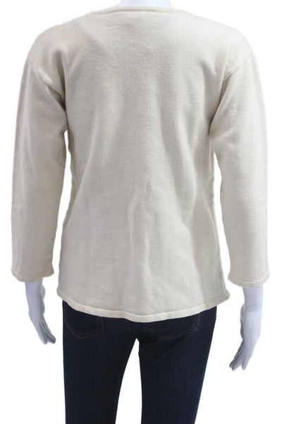 Escada Margaretha Ley Womens Pullover Beige Floral Cotton 3/4 Sleeve Size 36