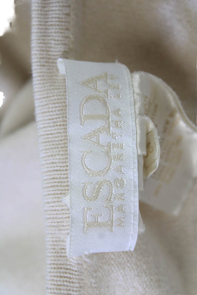 Escada Margaretha Ley Womens Pullover Beige Floral Cotton 3/4 Sleeve Size 36