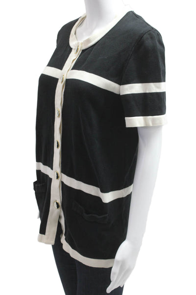 Escada Women Black Geometric Viscose Button-Up Top Size 34