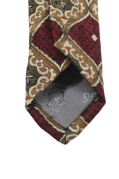 Robert Talbott Mens Silk Printed Classic Necktie Red Brown