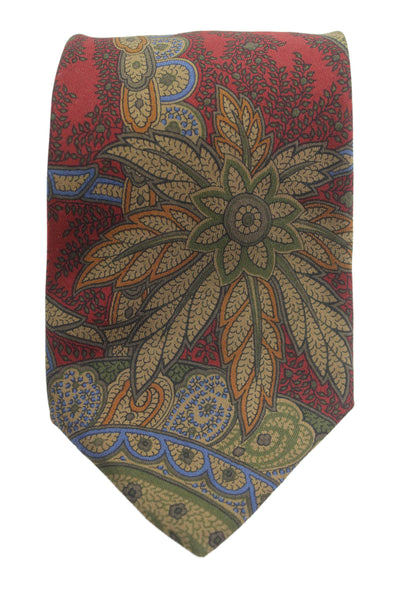 Robert Talbott Mens Silk Paisley Print Wide Necktie Multi Colored