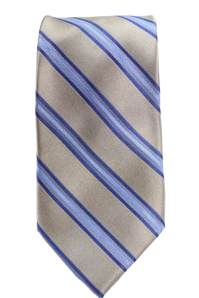 Michael Michael Kors Mens Silk Striped Classic Necktie Grey Blue