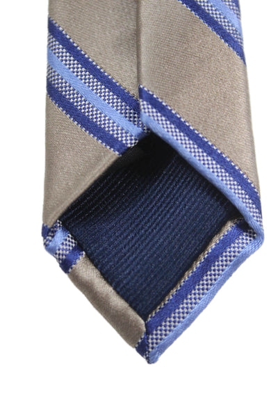 Michael Michael Kors Mens Silk Striped Classic Necktie Grey Blue