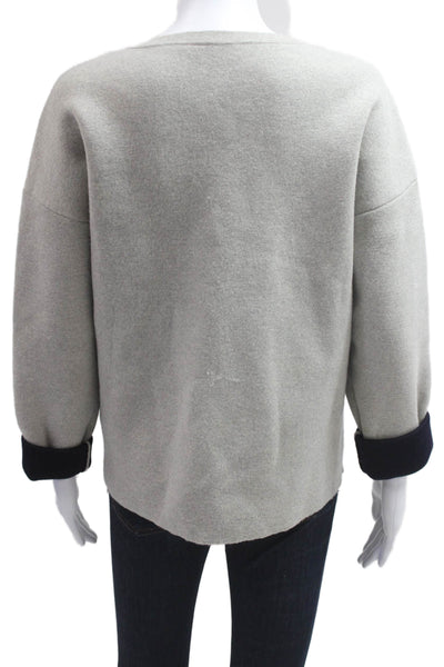 J Crew Womens Pullover Sweater Merino Wool Gray Round Neck Long Sleeve Size M
