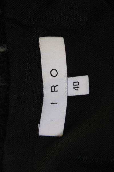 IRO Women Black Checked Wool Blend Crewneck Long Sleeve Jacket Size S