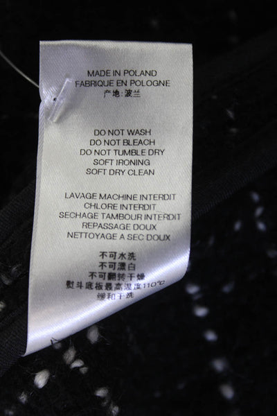 IRO Women Black Checked Wool Blend Crewneck Long Sleeve Jacket Size S