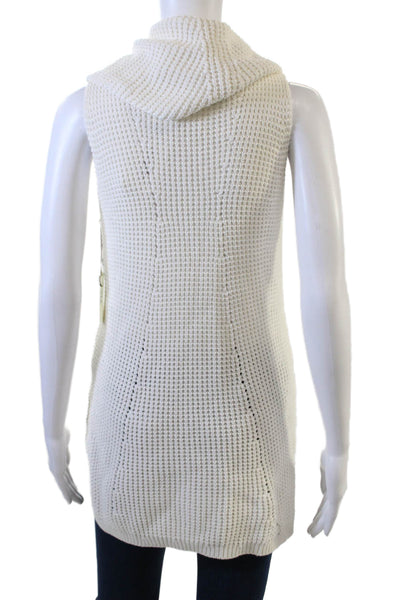 Max Studio Women White Cotton Turtleneck Sleeveless Pullover Vest Size S